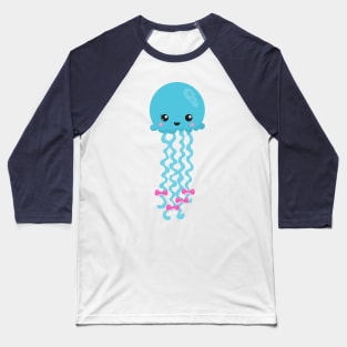 Cute Jellyfish, Little Jellyfish, Blue Jellyfish Baseball T-Shirt